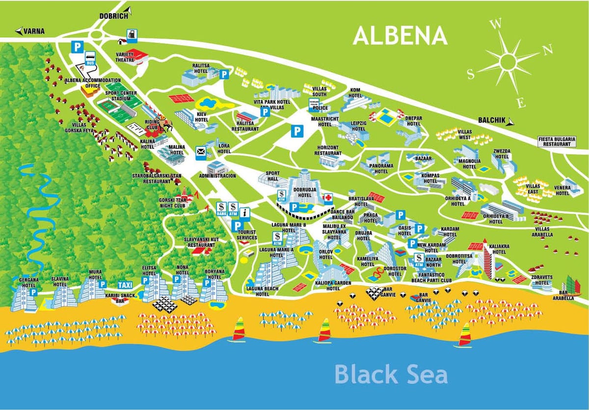 mapa albena Bulgària