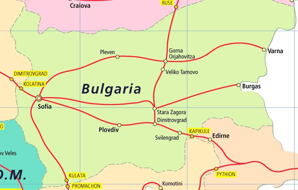 Bulgària tren mapa