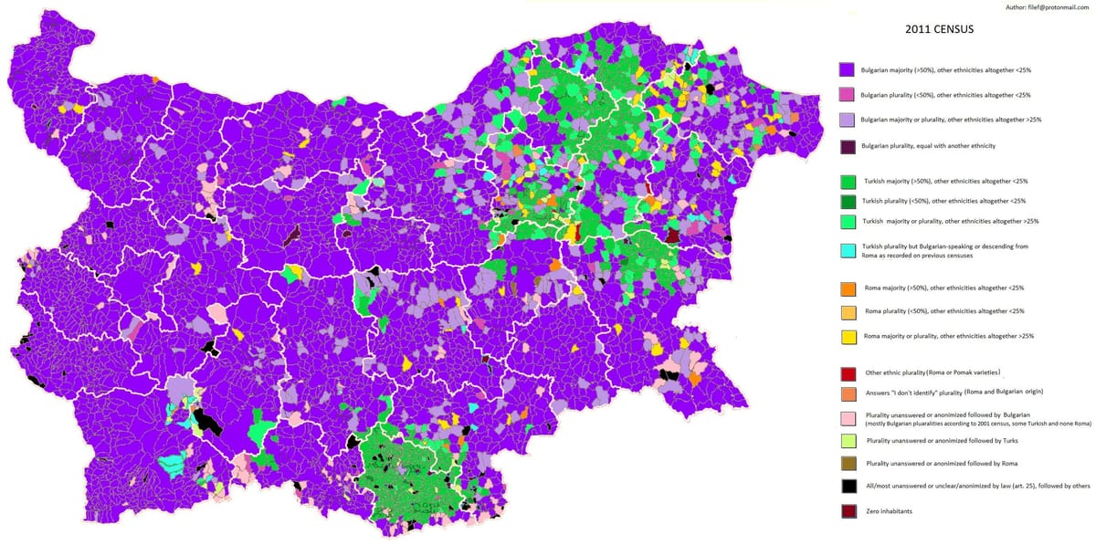 mapa de Bulgària ètnica