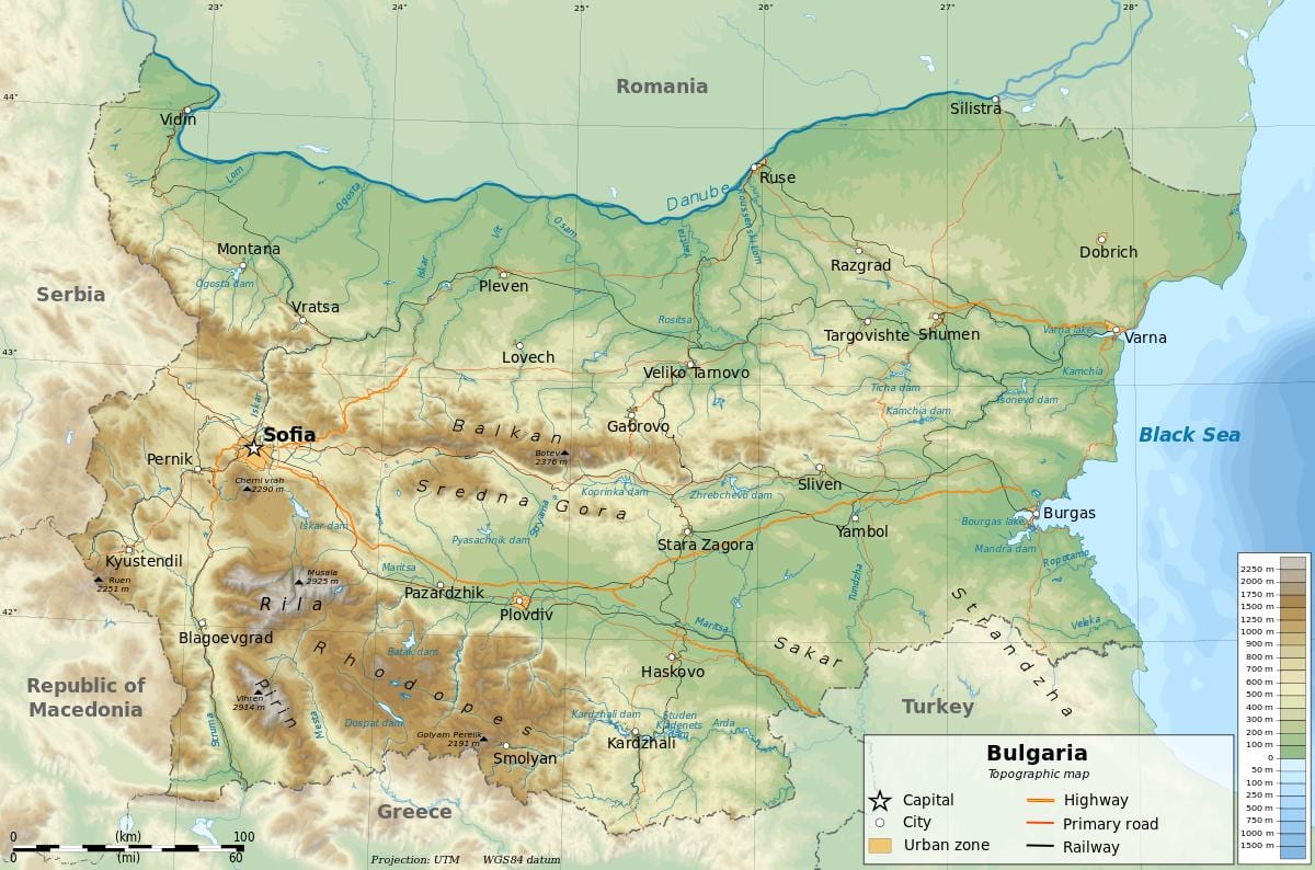 mapa de Bulgària geografia