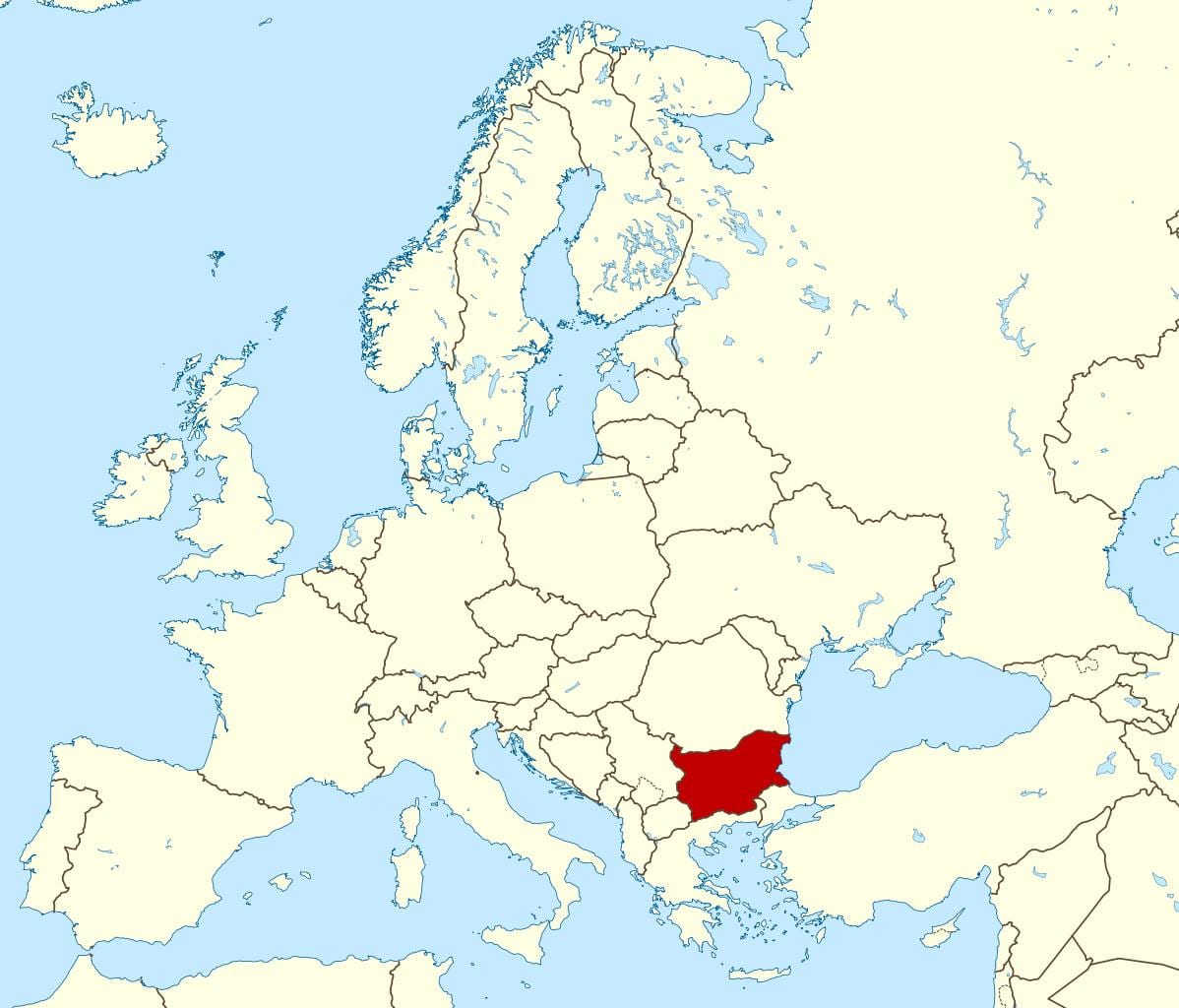 mapa del món que mostra Bulgària