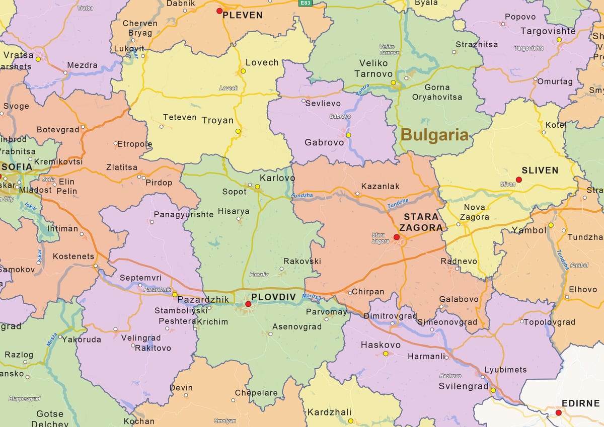 mapa de Bulgària política