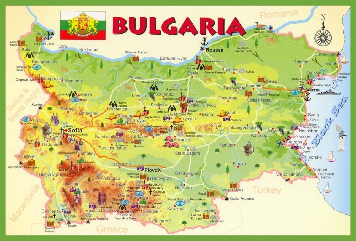 Bulgària mapa turístic
