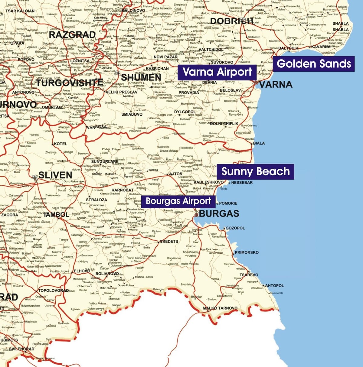 Bulgària platges mapa