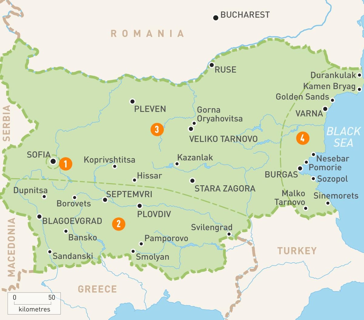 Bulgària regions mapa