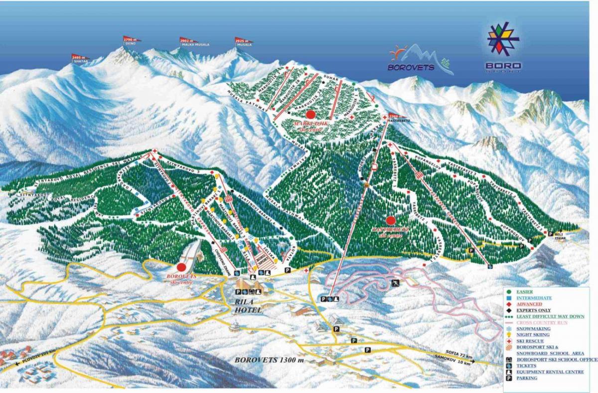 Bulgària esquí mapa