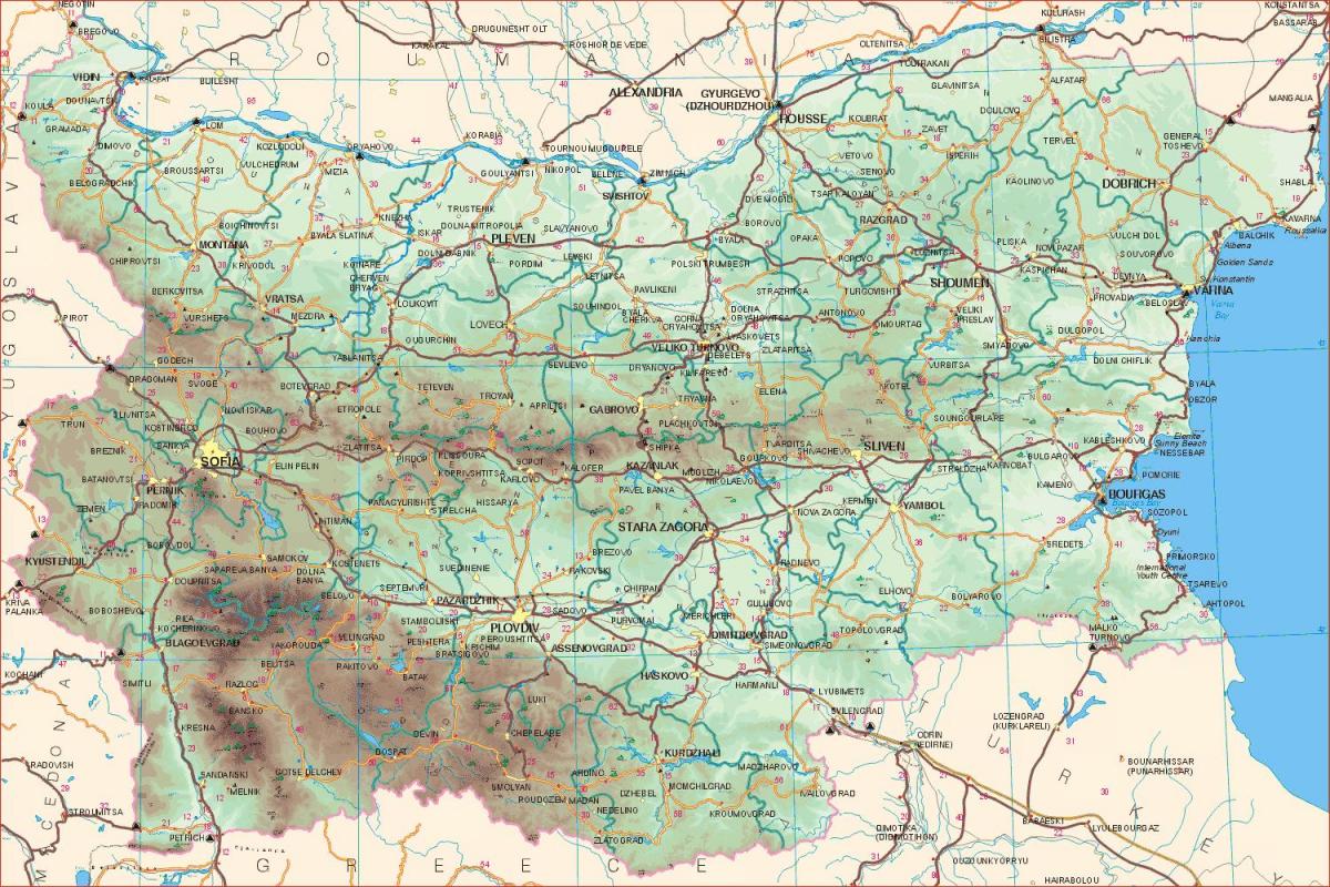 Bulgària carreteres mapa