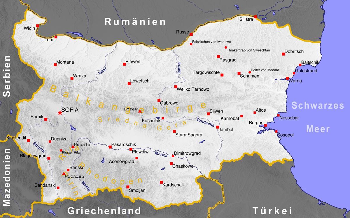 Bulgària ciutats mapa