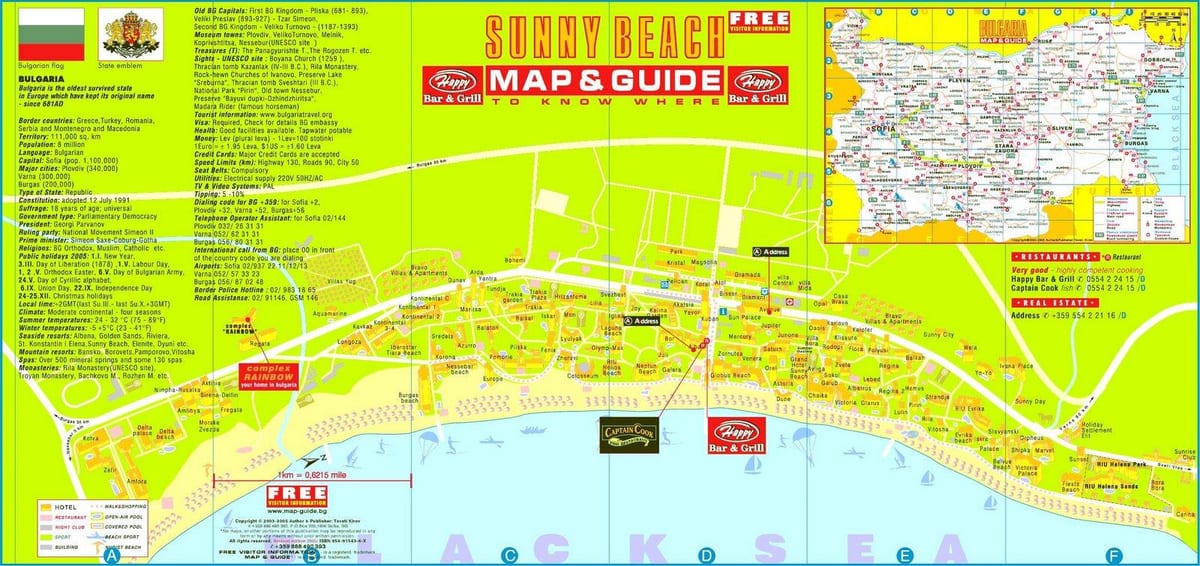 mapa turístic de sunny beach, Bulgària