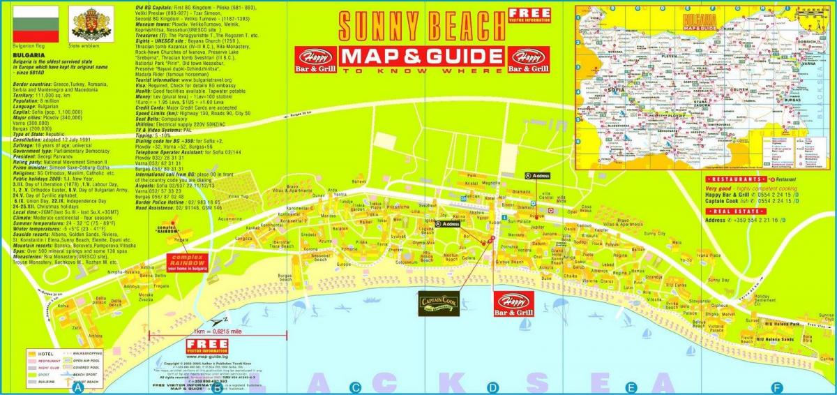 mapa turístic de sunny beach, Bulgària