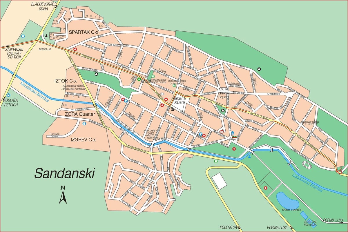 mapa de sandanski Bulgària