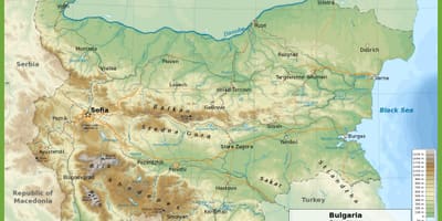 Bulgària mapa topogràfic